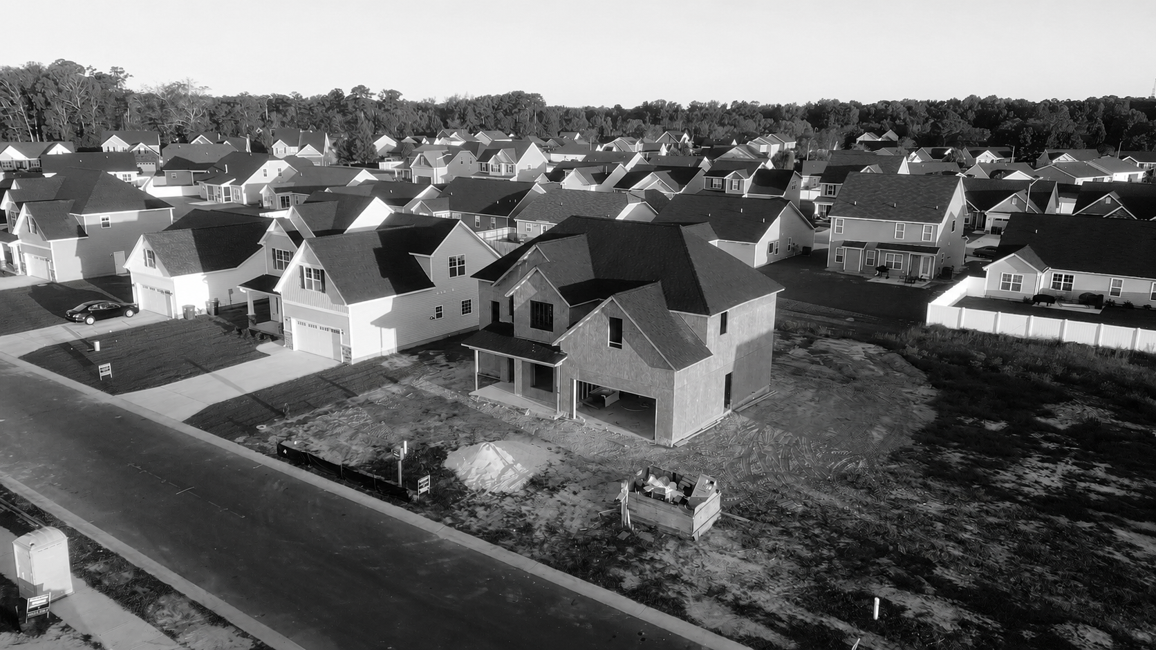 Aerial view of a master-planned residential community under development
